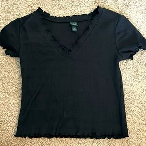 Wild Fable Ruffle Black Crop Top Size XS Womens